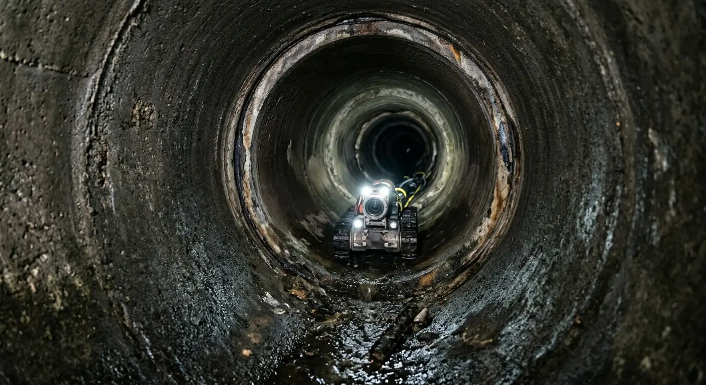 Robotic sewer camera inspecting pipe interior for Sewer Line Cleaning in River Forest